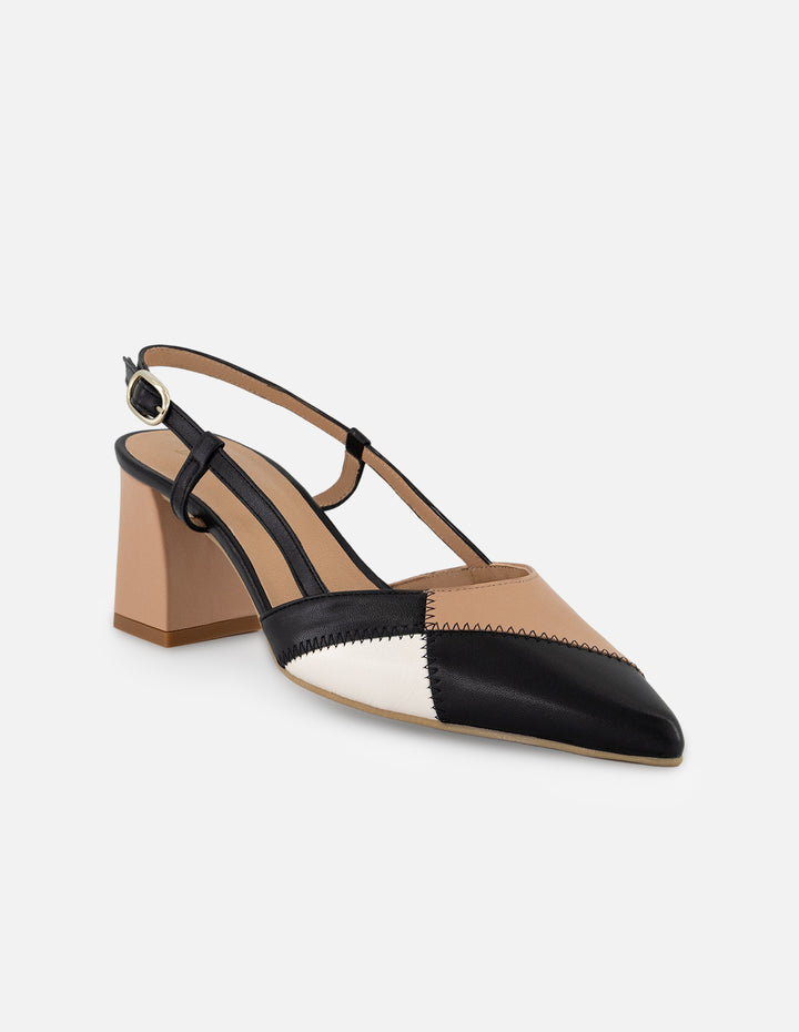 Zapatilla multicolor piel para mujer con diseño geométrico