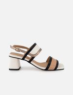 Sandalias multicolor piel para mujer con tiras en contraste