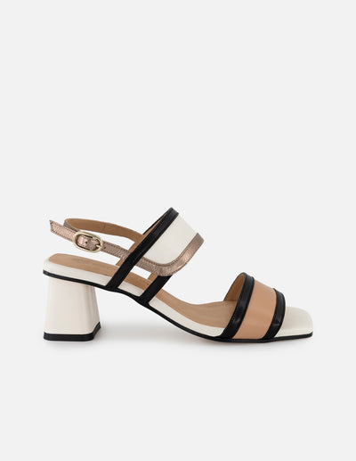 Sandalias multicolor piel para mujer con tiras en contraste
