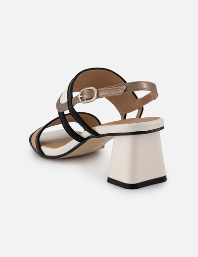 Sandalias multicolor piel para mujer con tiras en contraste