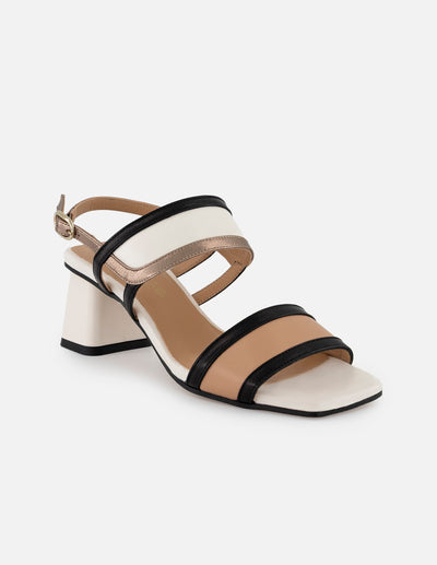 Sandalias multicolor piel para mujer con tiras en contraste