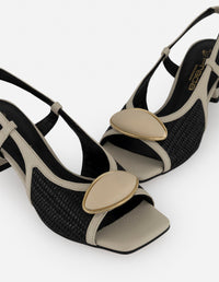 Sandalias negro rafia para mujer con textura tejida