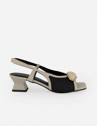 Sandalias negro rafia para mujer con textura tejida