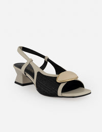 Sandalias negro rafia para mujer con textura tejida