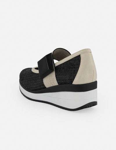 Mercedes negro rafia para mujer con acabado tejido