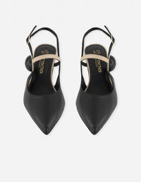 Mercedes negro piel para mujer con tiras cruzadas