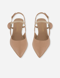 Zapato mercedes nude en piel con adorno circular para mujer