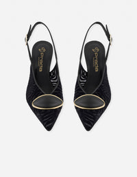 Zapatilla negro reja para mujer con detalle geométrico