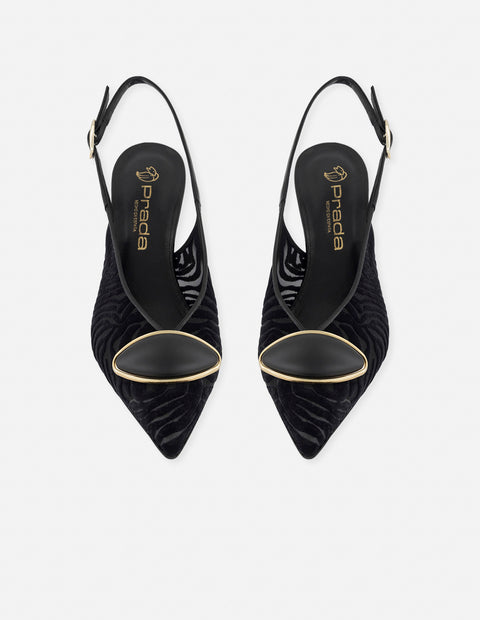 Zapatilla negro reja para mujer con detalle geométrico