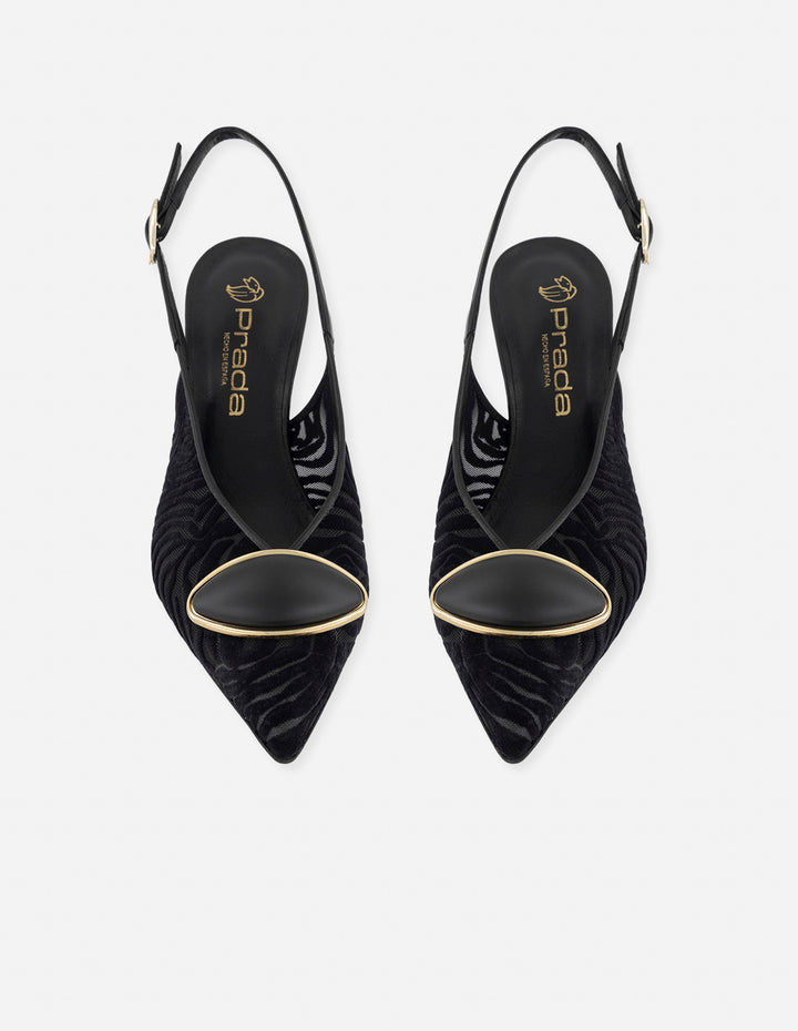 Zapatilla negro reja para mujer con detalle geométrico