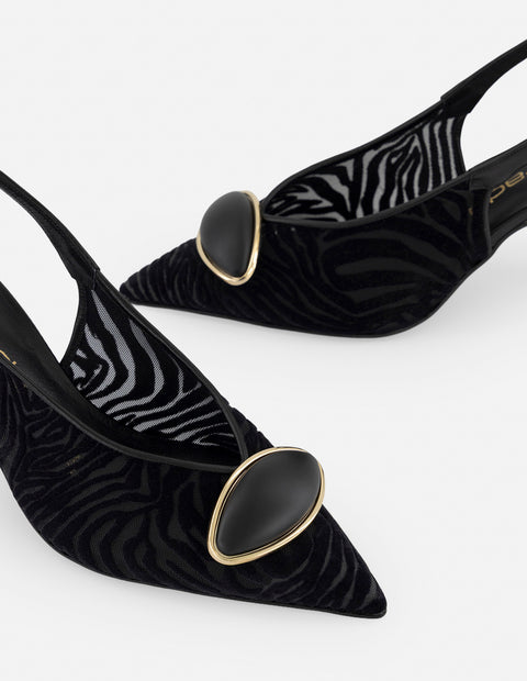 Zapatilla negro reja para mujer con detalle geométrico