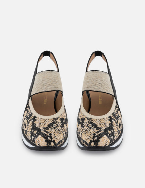 Mercedes animal print rafia para mujer con plataforma ligera