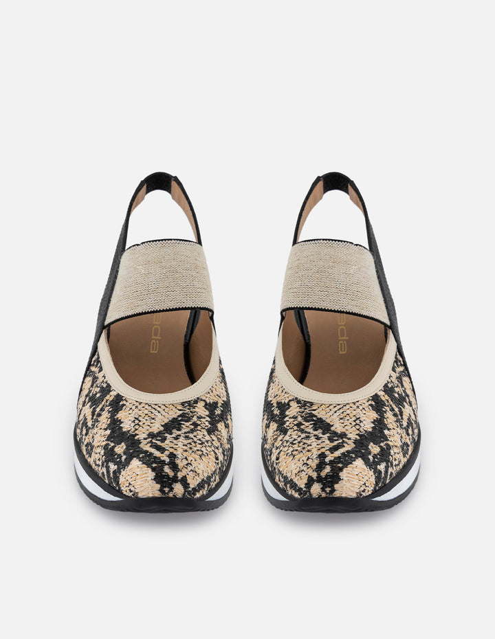 Mercedes animal print rafia para mujer con plataforma ligera