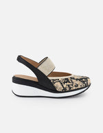 Mercedes animal print rafia para mujer con plataforma ligera