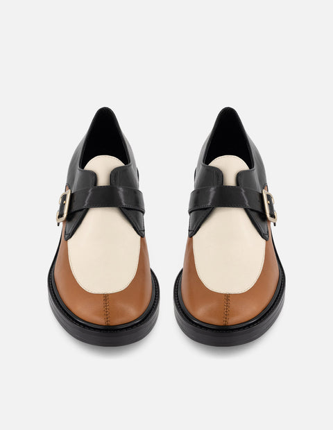 Zapato Monk multicolor piel para mujer con hebilla metálica
