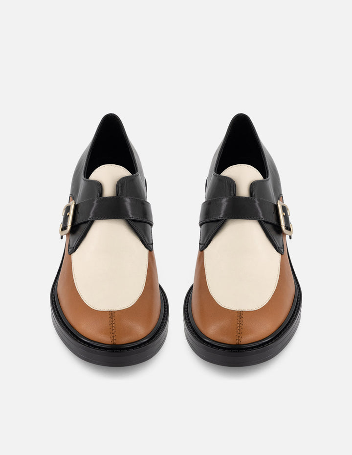 Zapato Monk multicolor piel para mujer con hebilla metálica