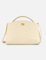 Bolso de mano blanco vegano para mujer con piel tipo coco