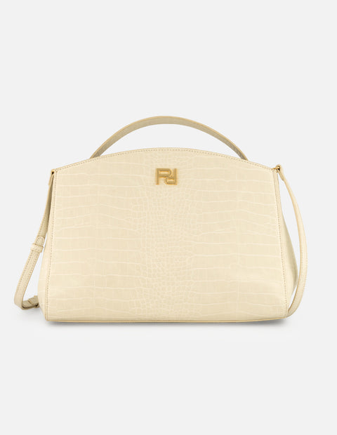 Bolso de mano blanco vegano para mujer con piel tipo coco