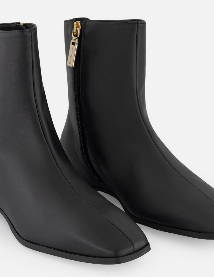 Botines negro piel para mujer con cierre lateral visible