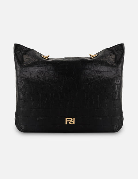 Tote negro vegano para mujer con doble vista
