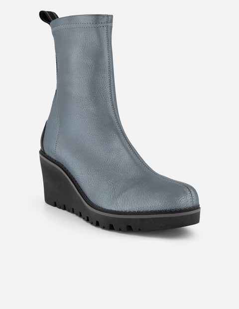 Botines color plata lycra piel con detalle metálico para mujer