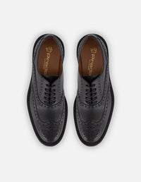 Zapato Oxford negro piel para mujer con picado María