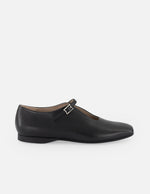 Balerinas negro piel para mujer con tira ajustable