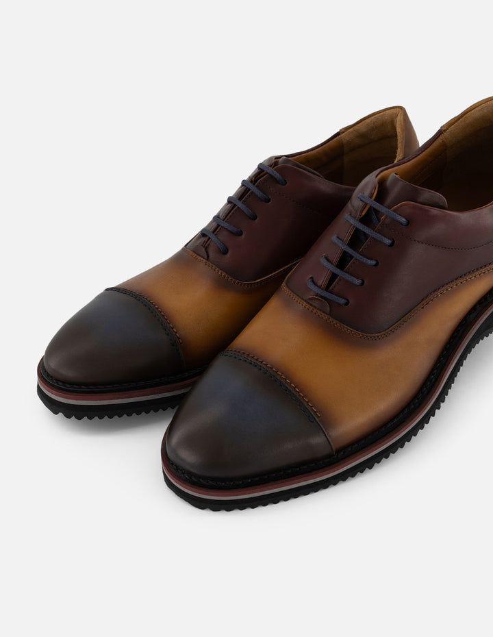 Zapato Oxford multicolor piel para hombre con contraste