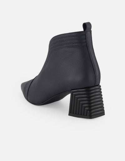 Botines azul piel para mujer con tacón geométrico