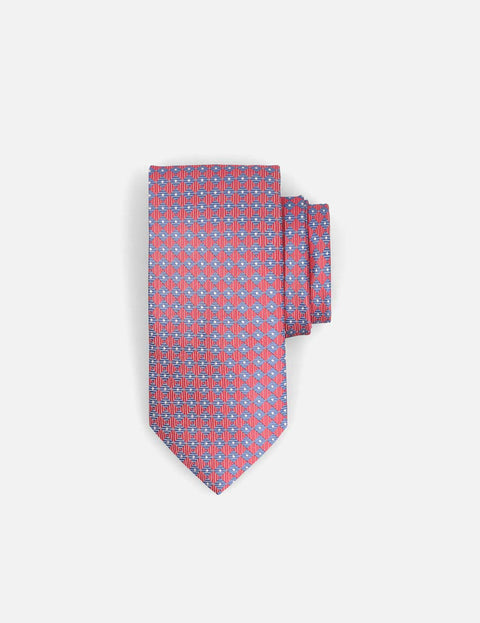 Corbata color rosa con multi diseño en contraste.