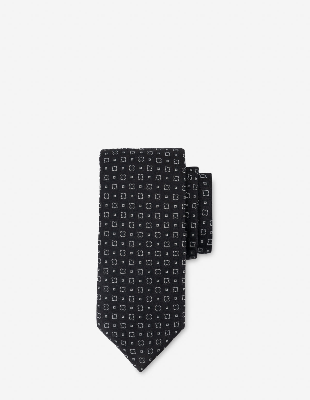 Corbata textil en color negro con formas en contraste