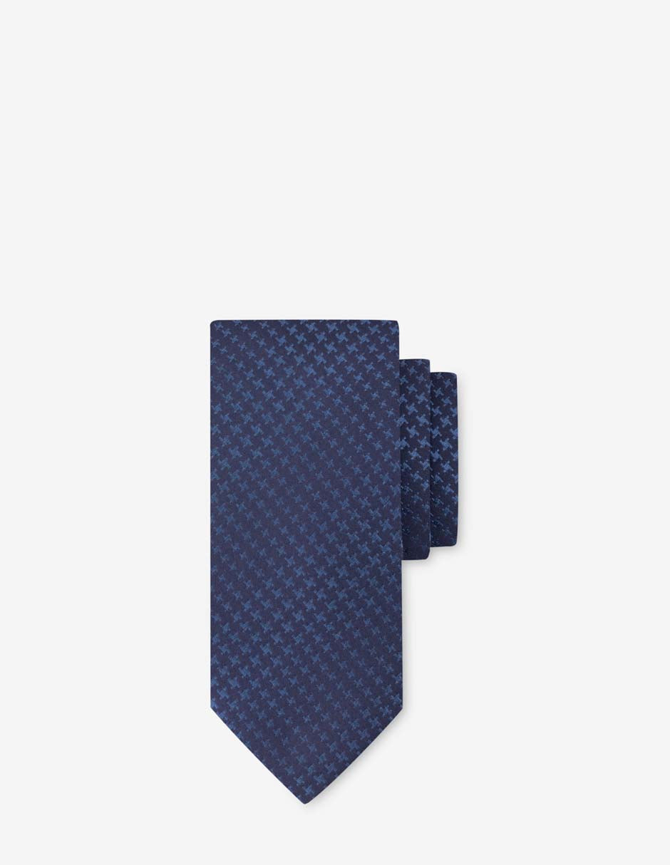 Corbata textil en color azul con cuadros a tono