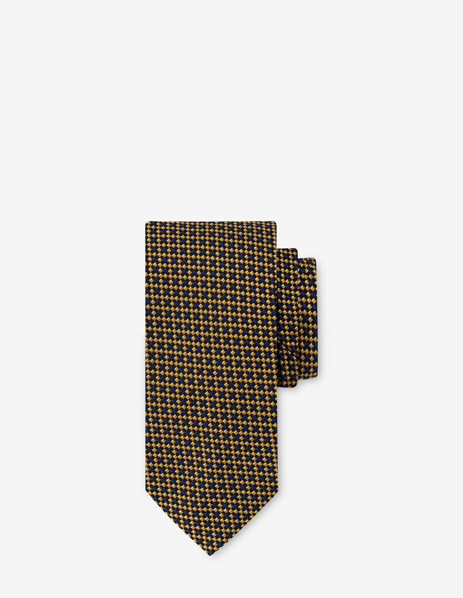 Corbata textil color amarillo con grabado en contraste