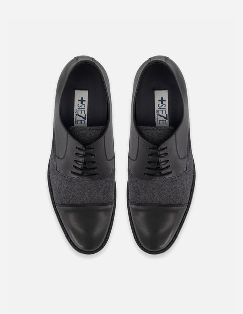 Zapato Blucher negro para hombre con +7 cm de altura