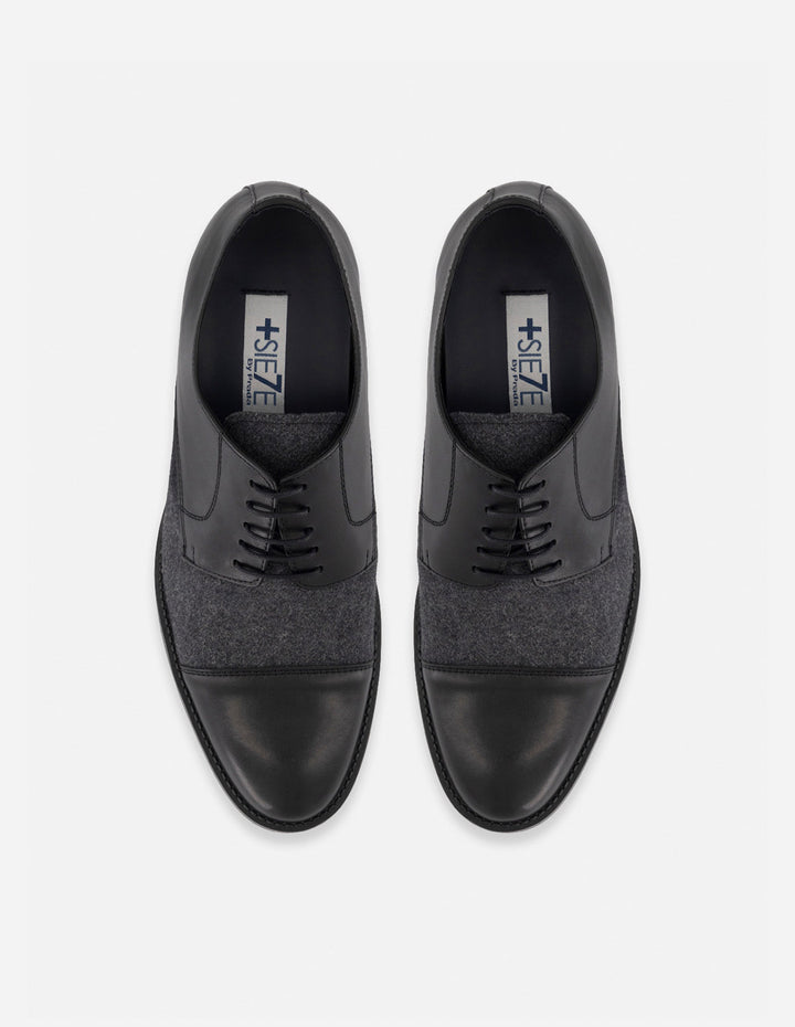 Zapato Blucher negro para hombre con +7 cm de altura