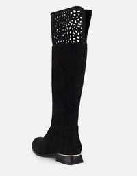 Bota color negro ante con acabado aterciopelado para mujer