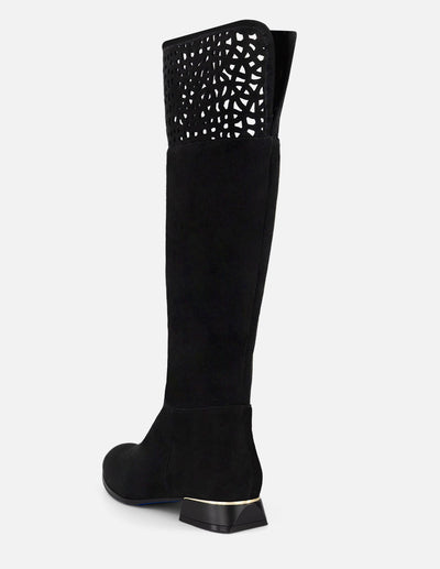 Bota color negro ante con acabado aterciopelado para mujer