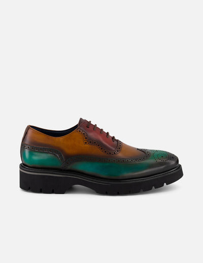 Zapato Oxford multicolor piel para hombre con acabado sombreado