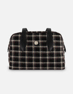 Bolso Bowling negro textil para mujer con tejido tweed