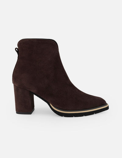 Botines vino ante para mujer con corte tipo V