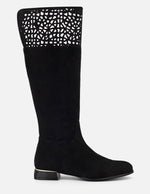 Bota color negro ante con acabado aterciopelado para mujer