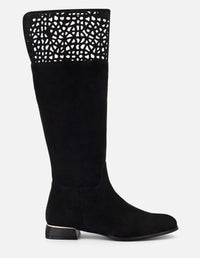 Bota color negro ante con acabado aterciopelado para mujer