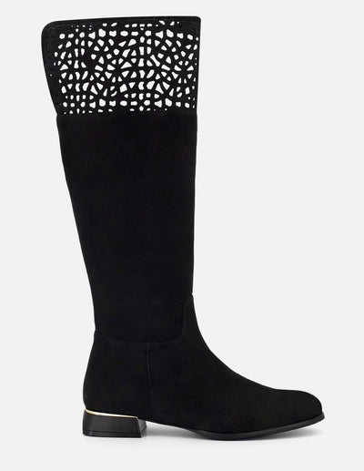 Bota color negro ante con acabado aterciopelado para mujer