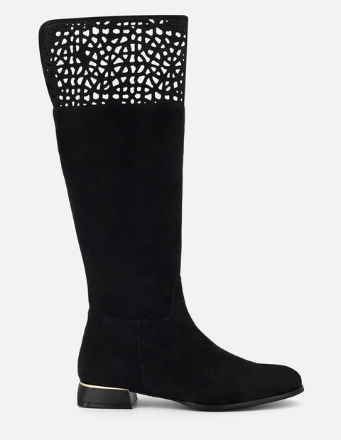 Bota color negro ante con acabado aterciopelado para mujer