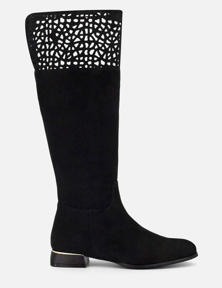 Bota color negro ante con acabado aterciopelado para mujer