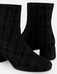 Botines negros textil para mujer con tweed y terciopelo