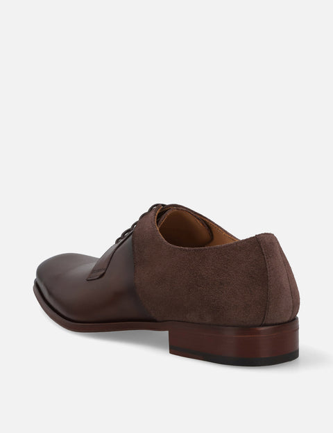 Blucher en piel y ante color caoba