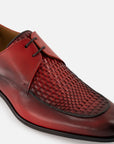 Blucher en piel napa trenzada color rojo con sombreados en aerógrafo para hombre