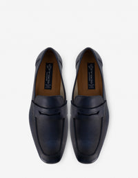 Mocasín de piel napa suaves en color azul para hombre