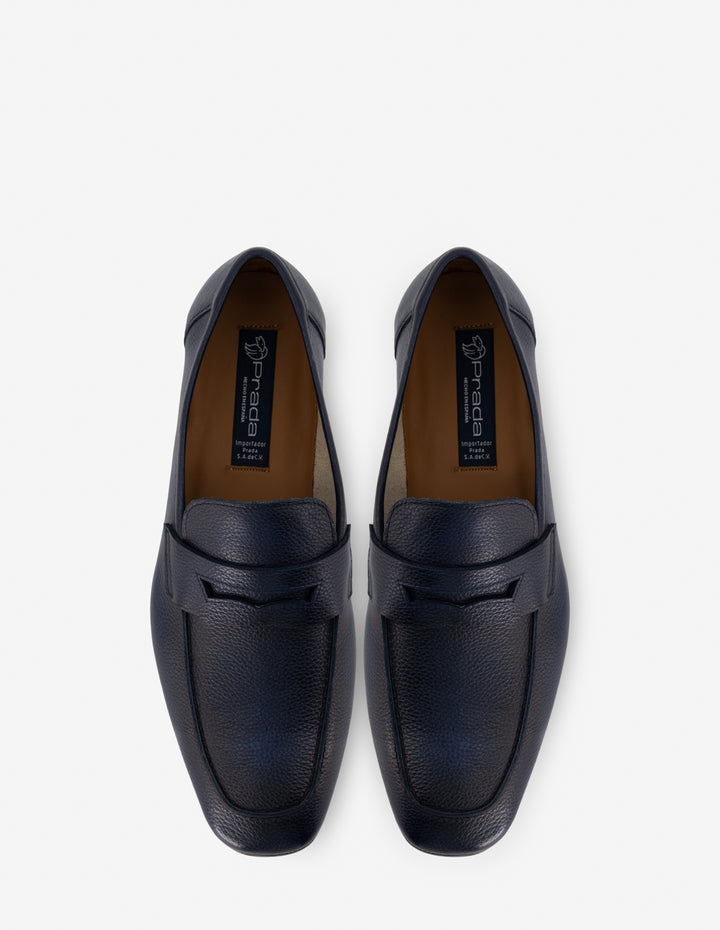 Mocasín de piel napa suaves en color azul para hombre